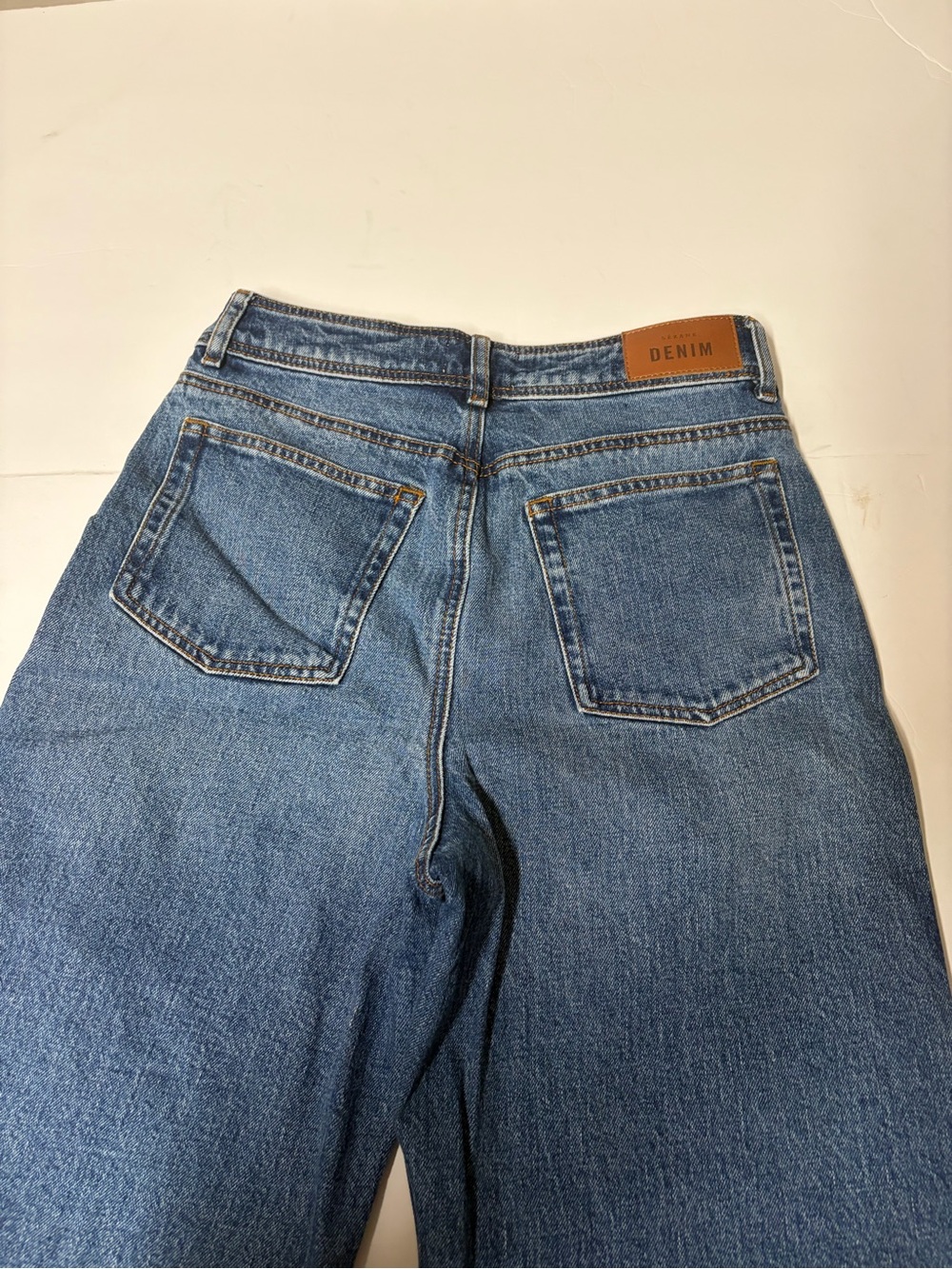 Sezane Le Crop Wide Leg Blue Rigid Denim Jeans - Picture 9 of 11